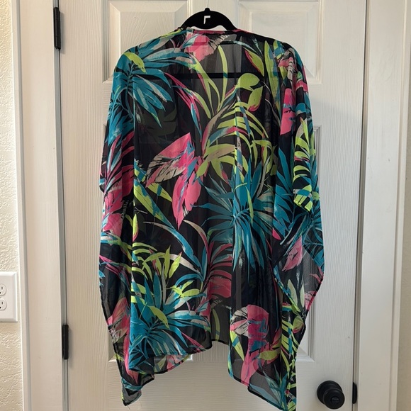 Chico's Blue and Pink Tropical Pattern Oversized Kimono - Picture 5 of 5